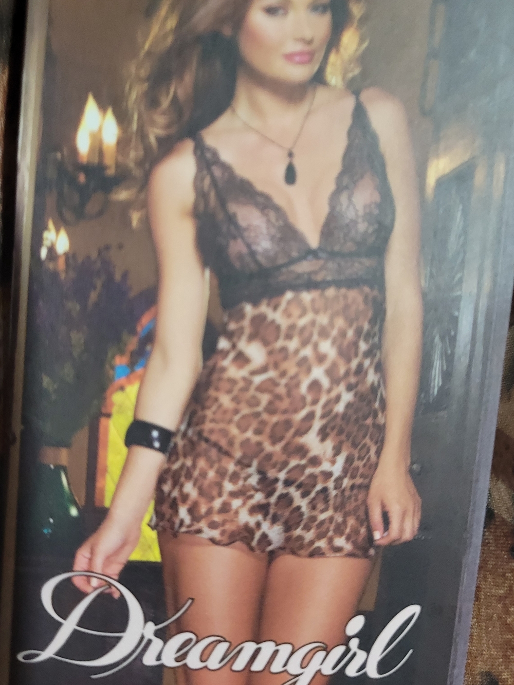 Dreamgirl Leopard Lace Chemise in Brown and Black